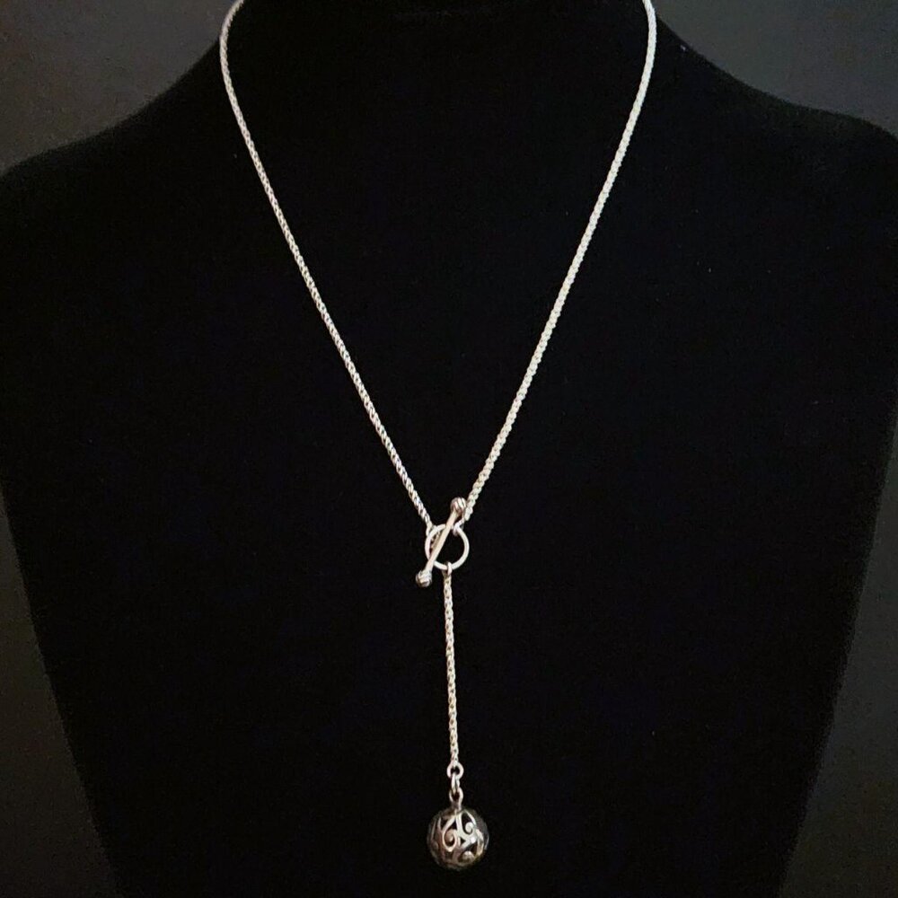 Vintage Silpada Sterling Silver Delight Filigree Ball Drop Lariat Necklace - Picture 7 of 7
